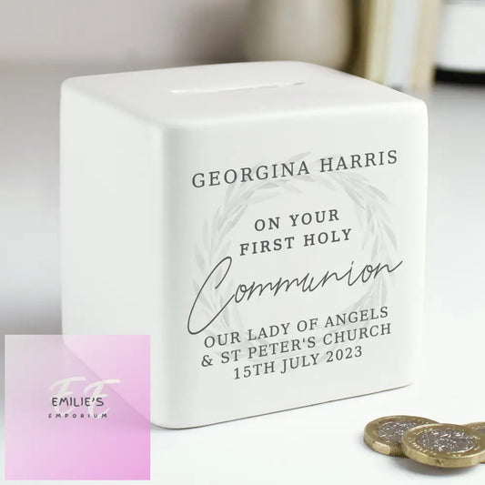 Personalised First Holy Communion Ceramic Square Money Box Baby & Toddler