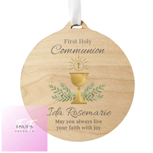 Personalised First Holy Communion Round Wooden Decoration Baby & Toddler