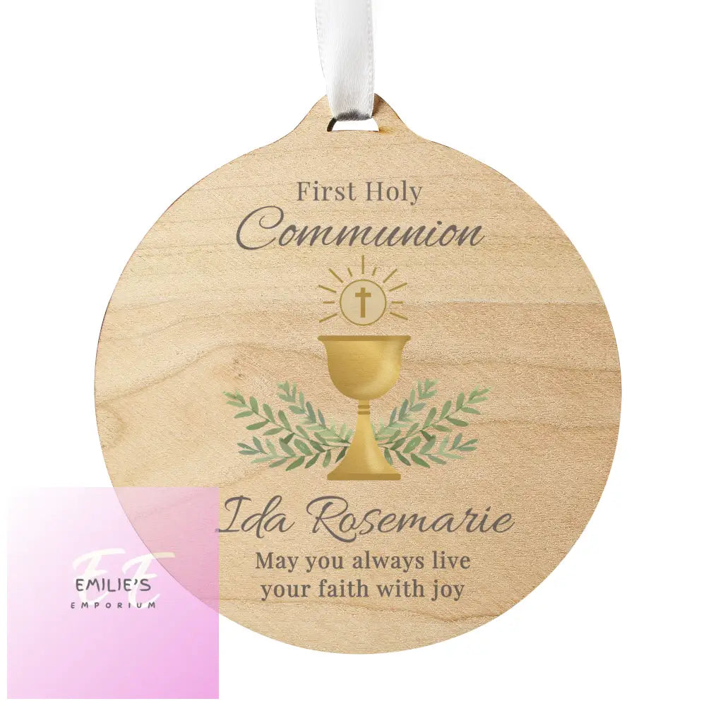 Personalised First Holy Communion Round Wooden Decoration Baby & Toddler