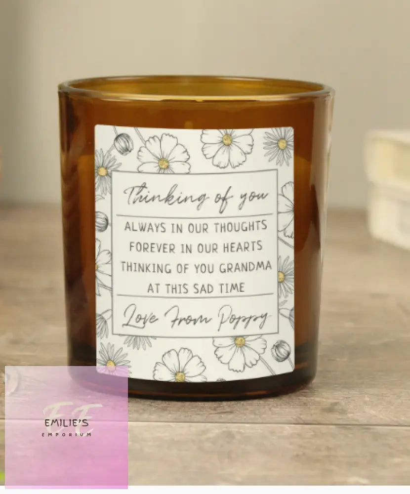 Personalised Floral Amber Glass Candle