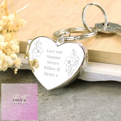 Personalised Floral Heart Photo Frame Keyring