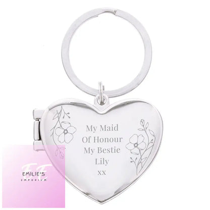 Personalised Floral Heart Photo Frame Keyring