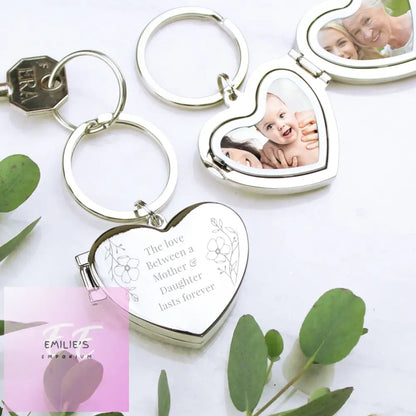 Personalised Floral Heart Photo Frame Keyring