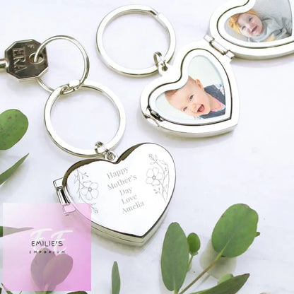 Personalised Floral Heart Photo Frame Keyring