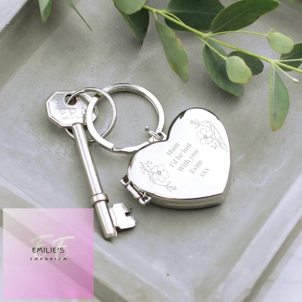 Personalised Floral Heart Photo Frame Keyring