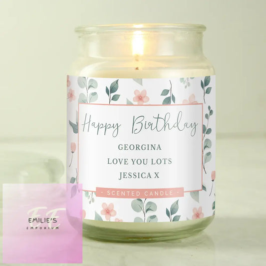 Personalised Floral Large Scented Jar Candle