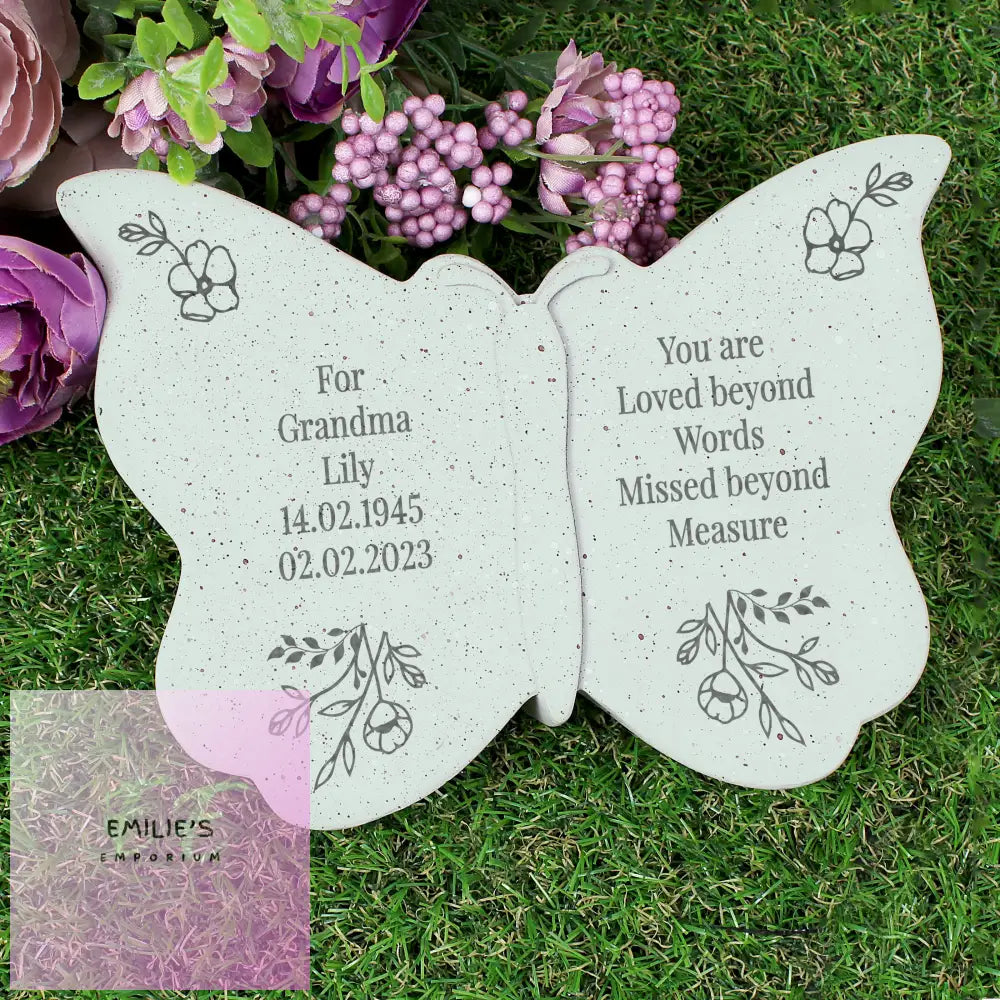 Personalised Floral Memorial Resin Butterfly