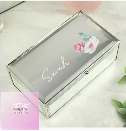 Personalised Floral Mirrored Jewellery Box