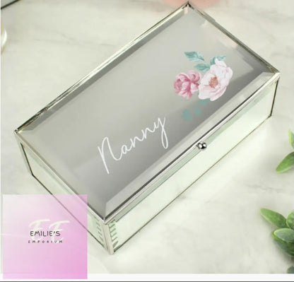 Personalised Floral Mirrored Jewellery Box