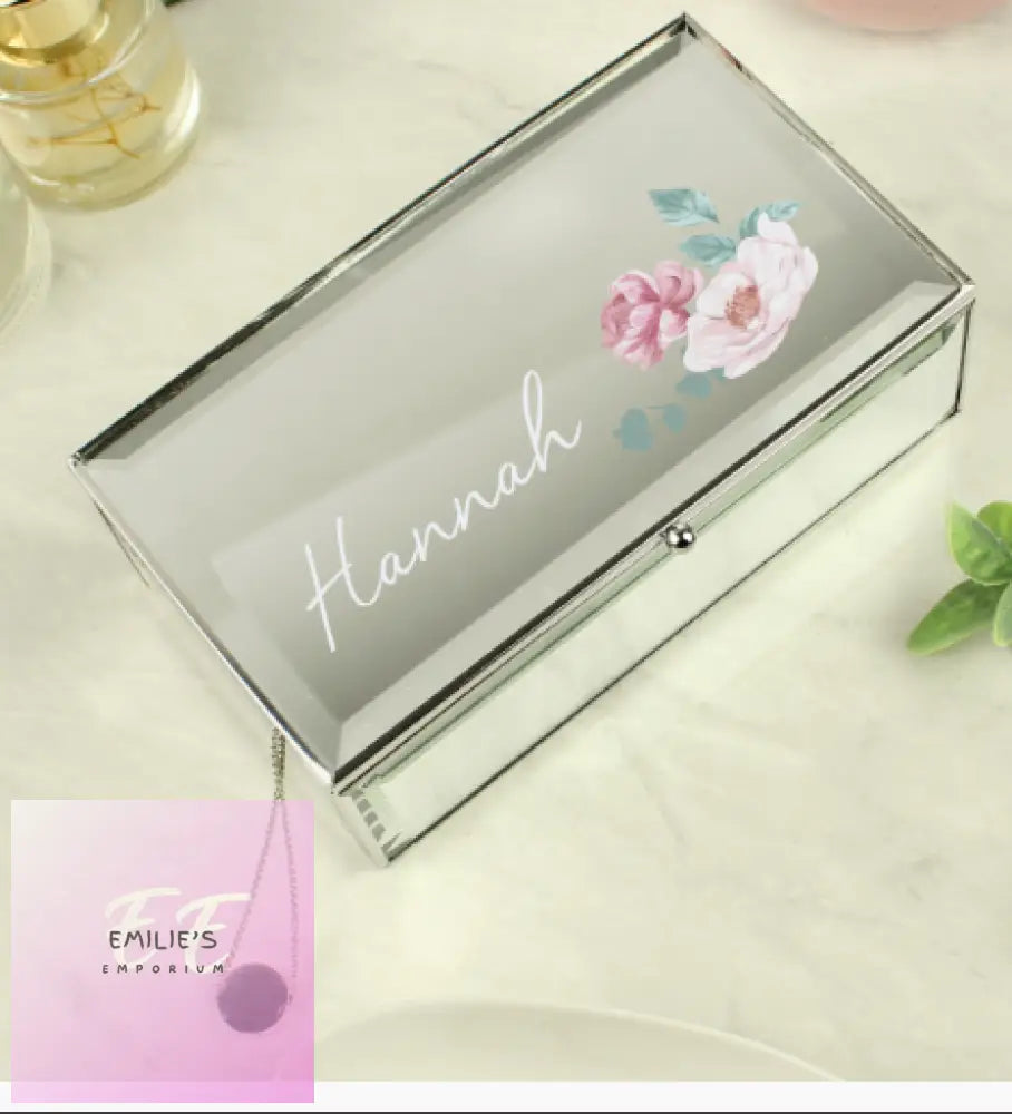 Personalised Floral Mirrored Jewellery Box