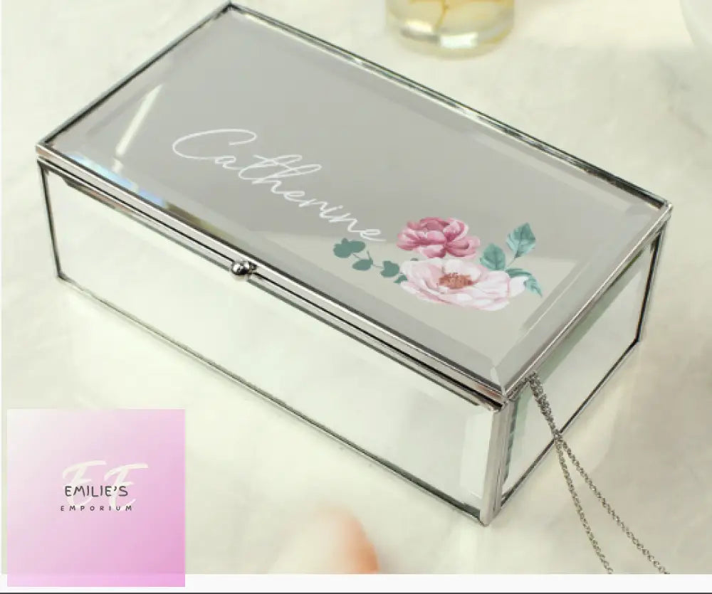 Personalised Floral Mirrored Jewellery Box