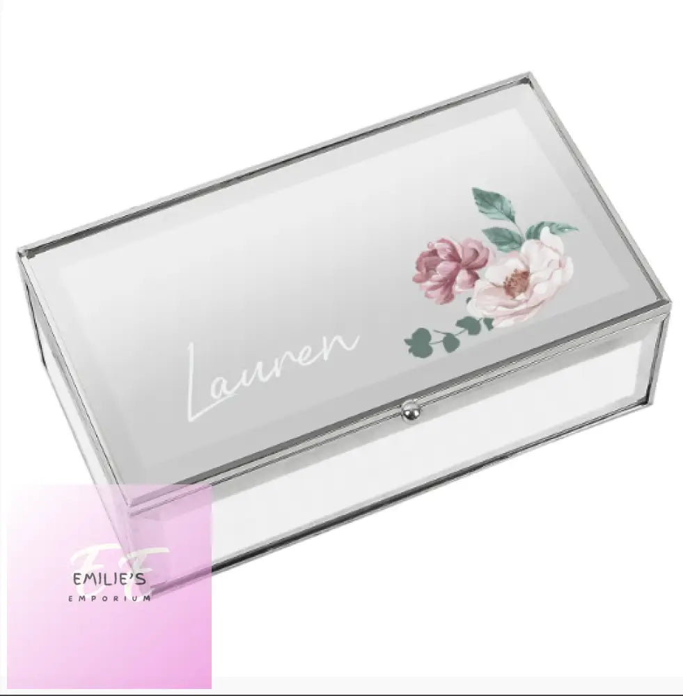 Personalised Floral Mirrored Jewellery Box