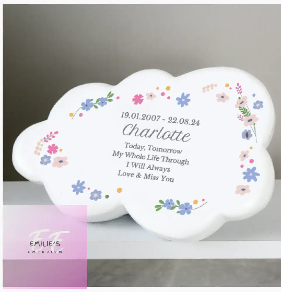 Personalised Floral Resin Memorial Cloud