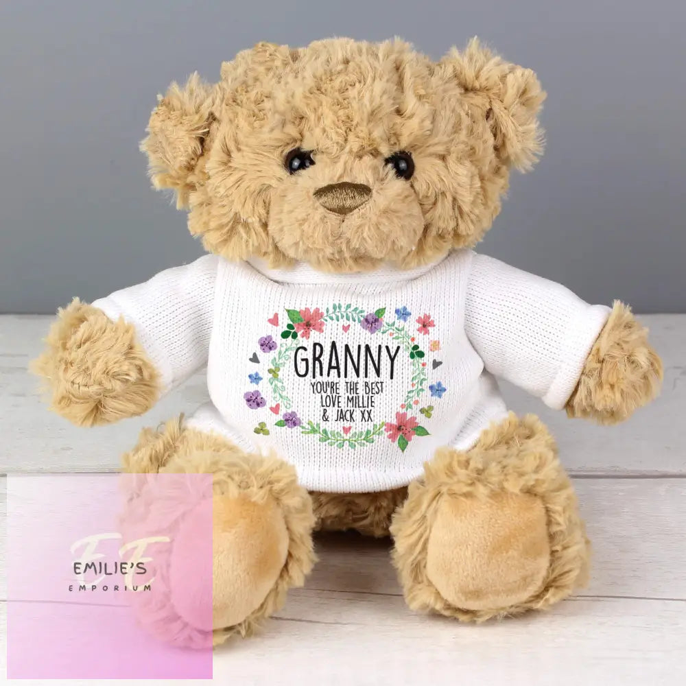 Personalised Floral Teddy Bear