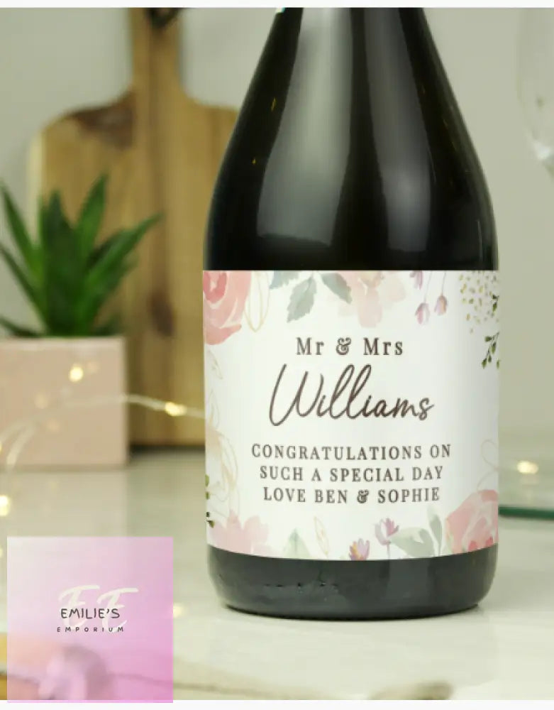 Personalised Floral Watercolour Bottle Of Prosecco