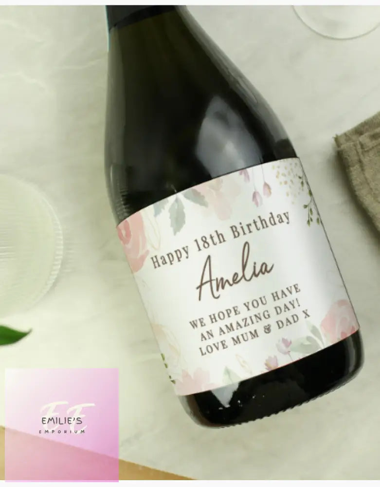 Personalised Floral Watercolour Bottle Of Prosecco