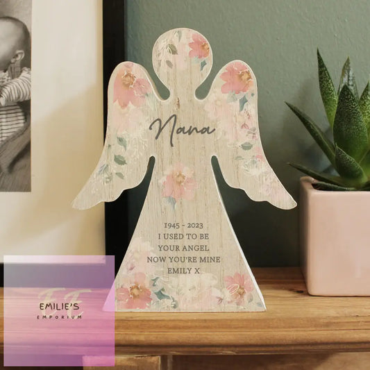 Personalised Floral Wooden Angel Ornament