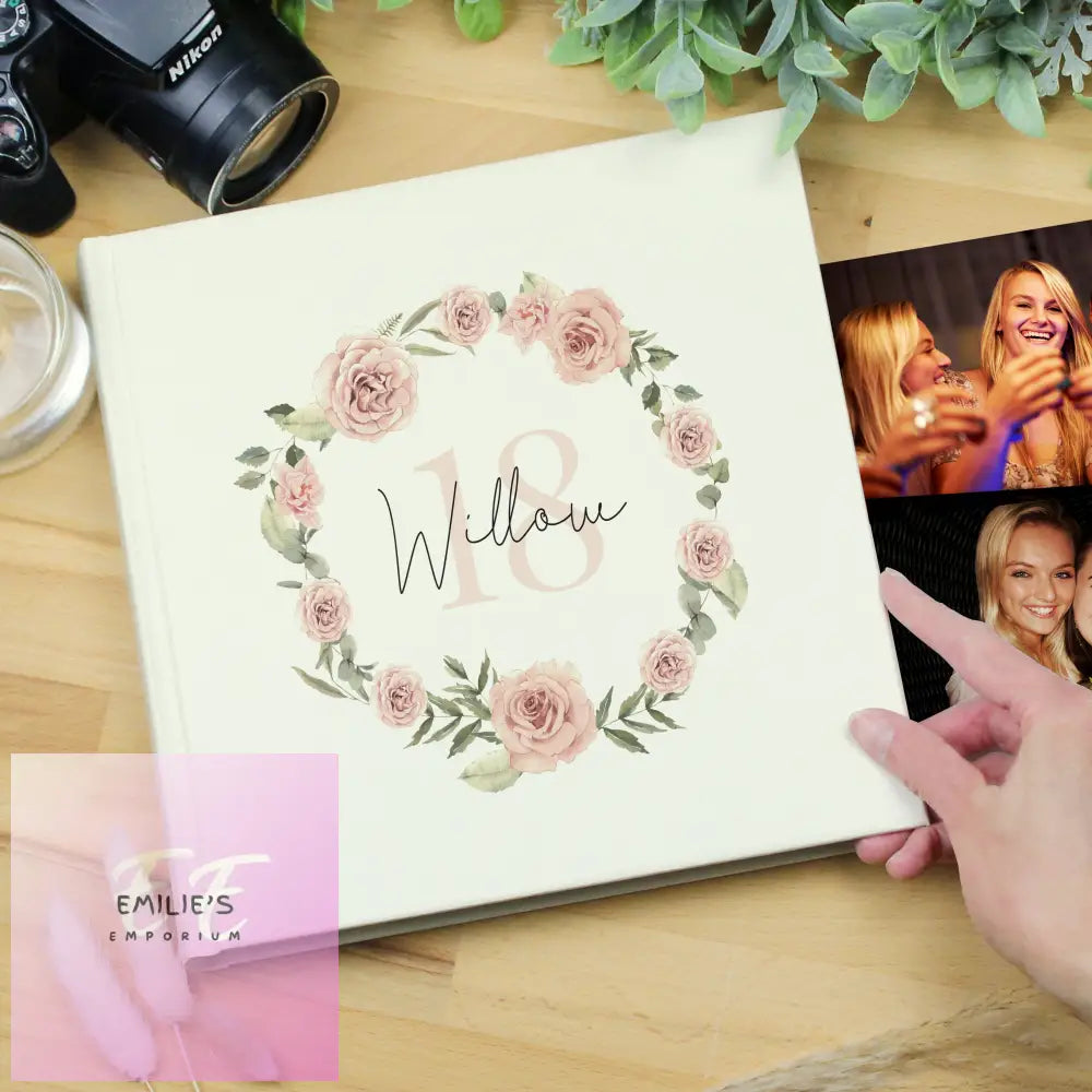 Personalised Floral Wreath Square Photo Album