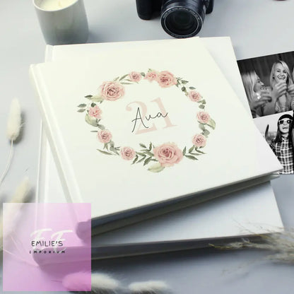 Personalised Floral Wreath Square Photo Album