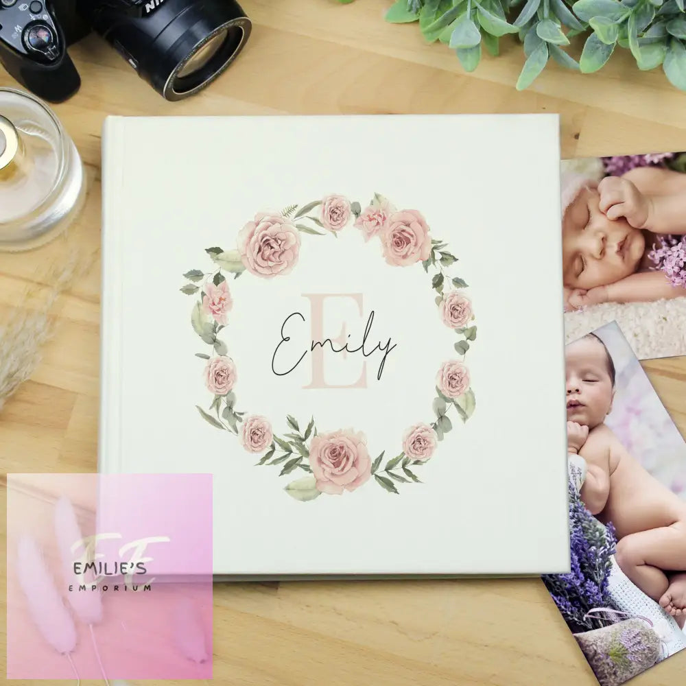 Personalised Floral Wreath Square Photo Album