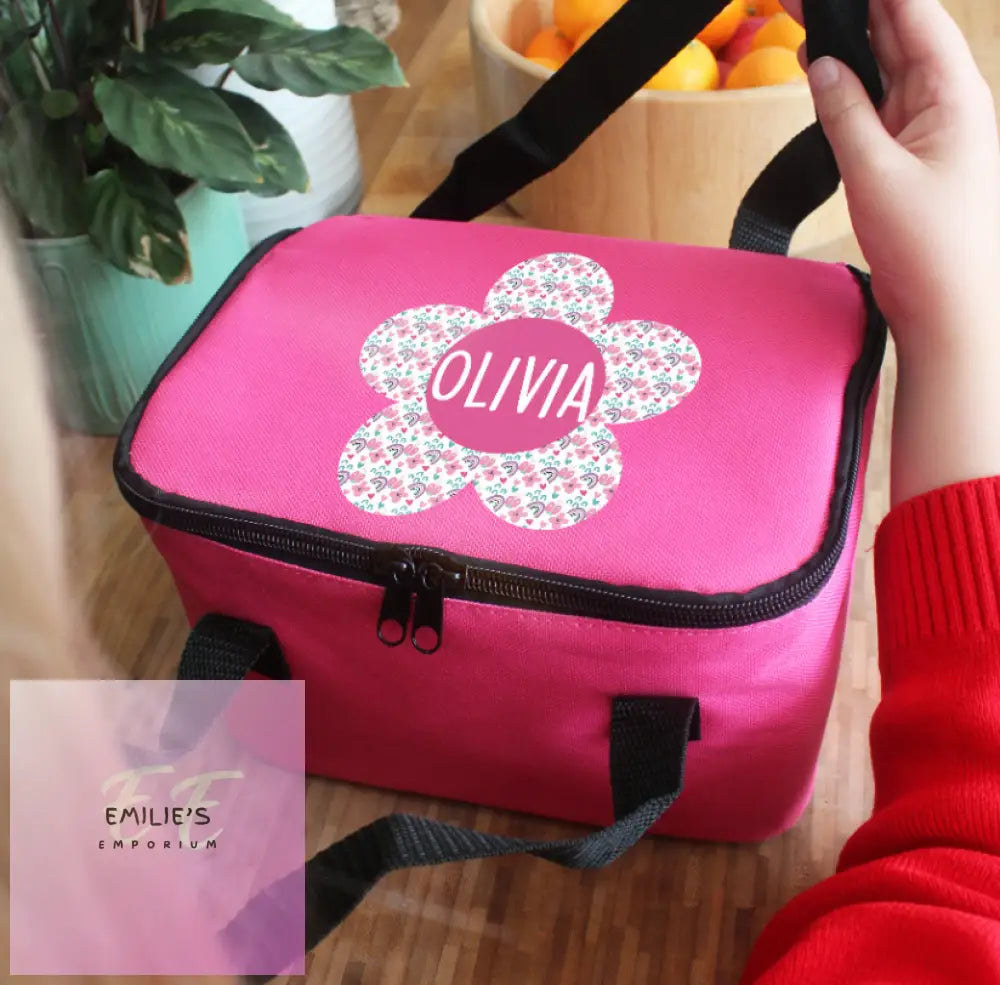 Personalised Flower Pink Lunch Bag