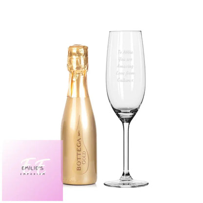 Personalised Flute & Mini Gold Bottega Prosecco Set