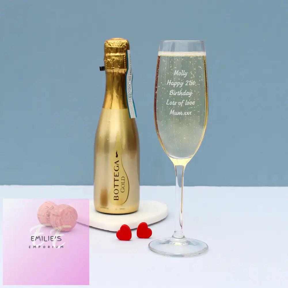 Personalised Flute & Mini Gold Bottega Prosecco Set