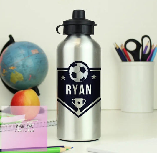 Personalised Football Silver Drinks Bottle