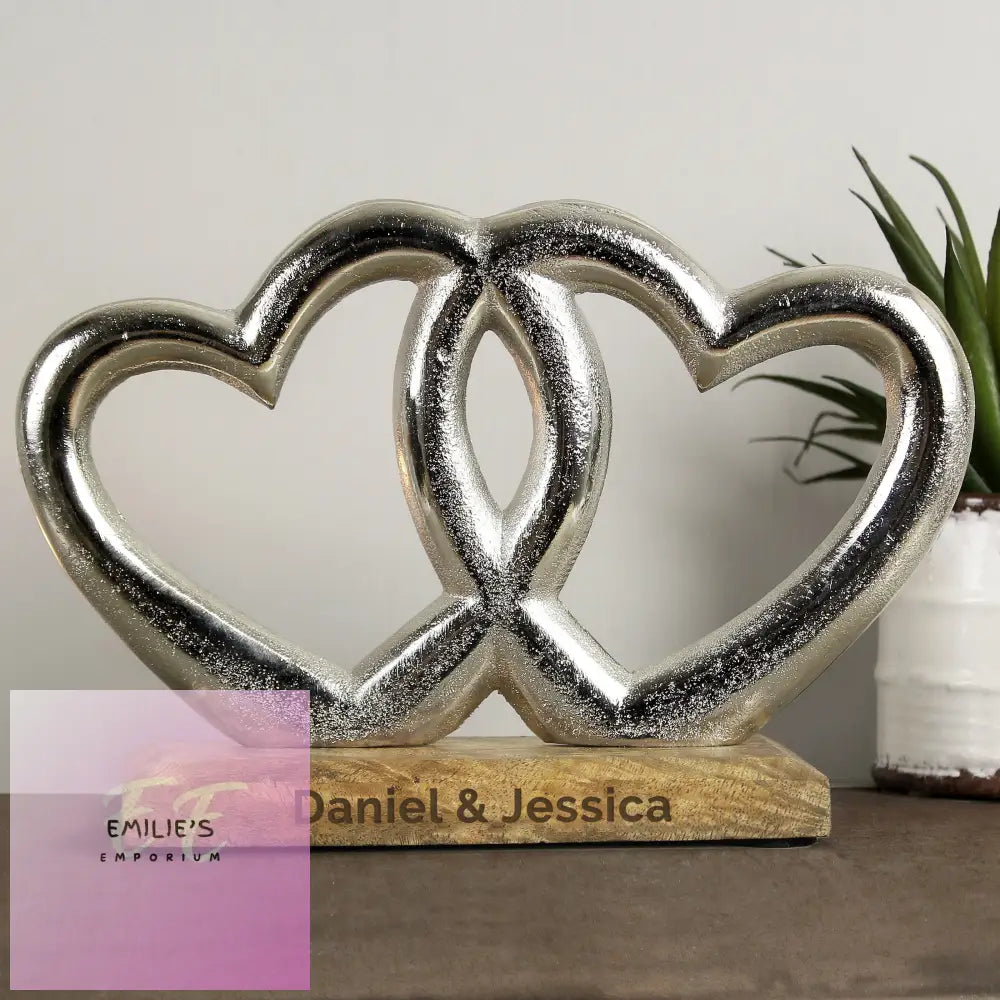 Personalised Free Text Double Heart Ornament