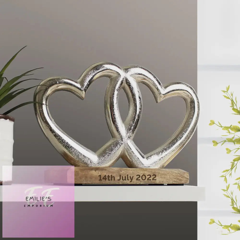 Personalised Free Text Double Heart Ornament