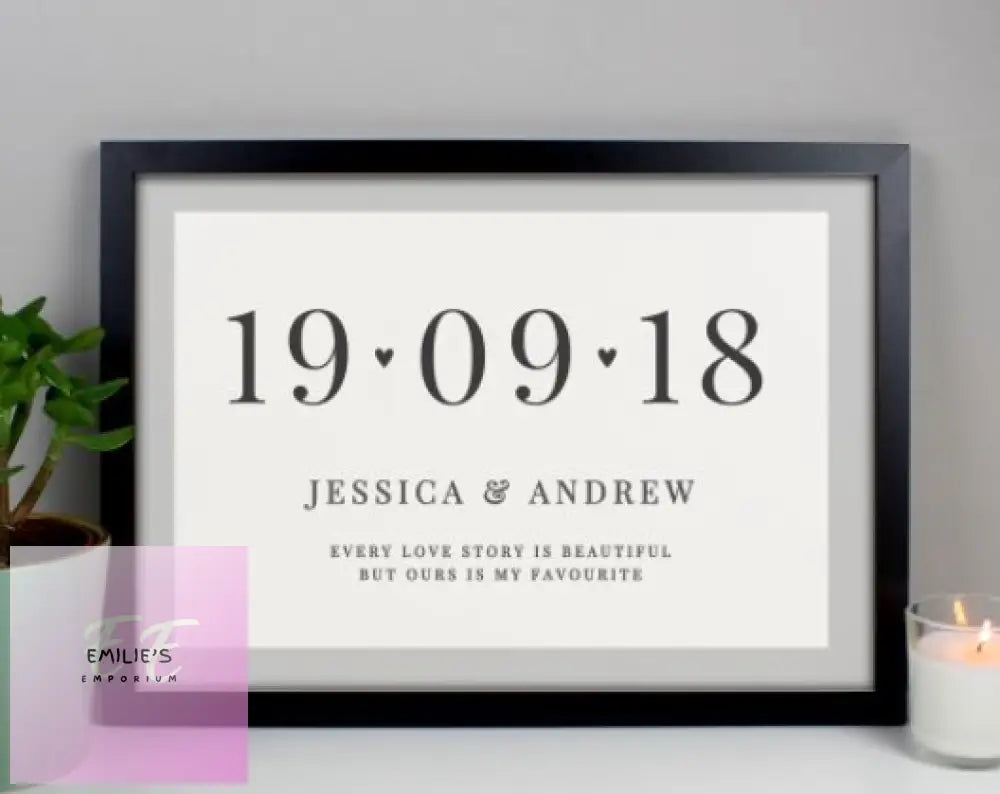 Personalised Free Text Landscape A3 Black Framed Print