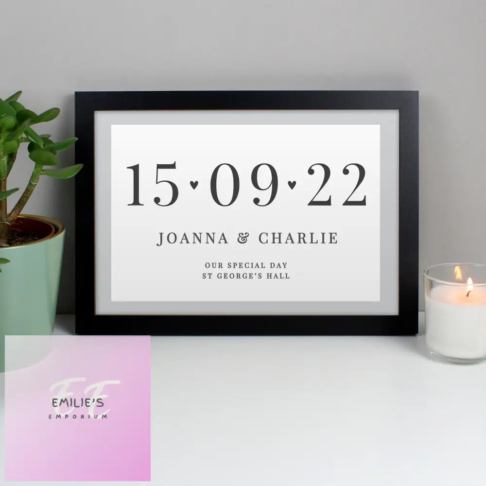 Personalised Free Text Landscape A4 Black Framed Print