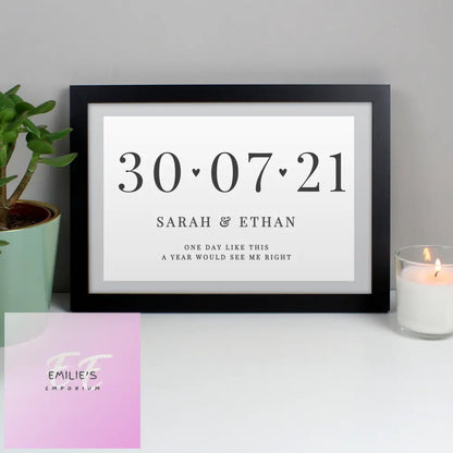 Personalised Free Text Landscape A4 Black Framed Print