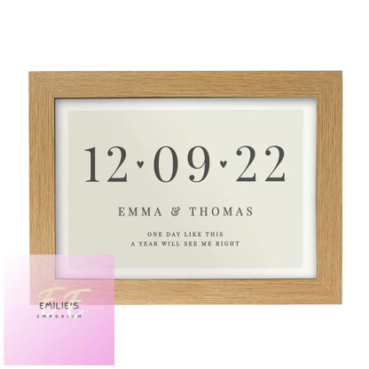 Personalised Free Text Landscape A4 Oak Framed Print