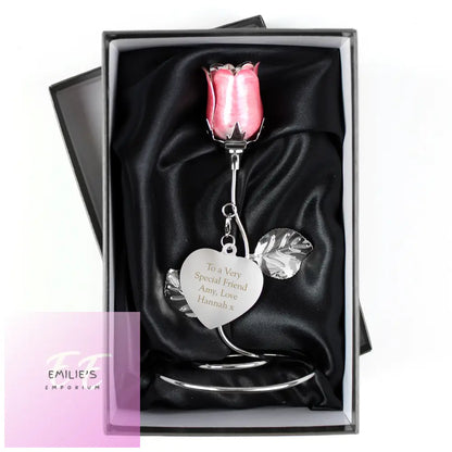 Personalised Free Text Pink Rose Bud Ornament