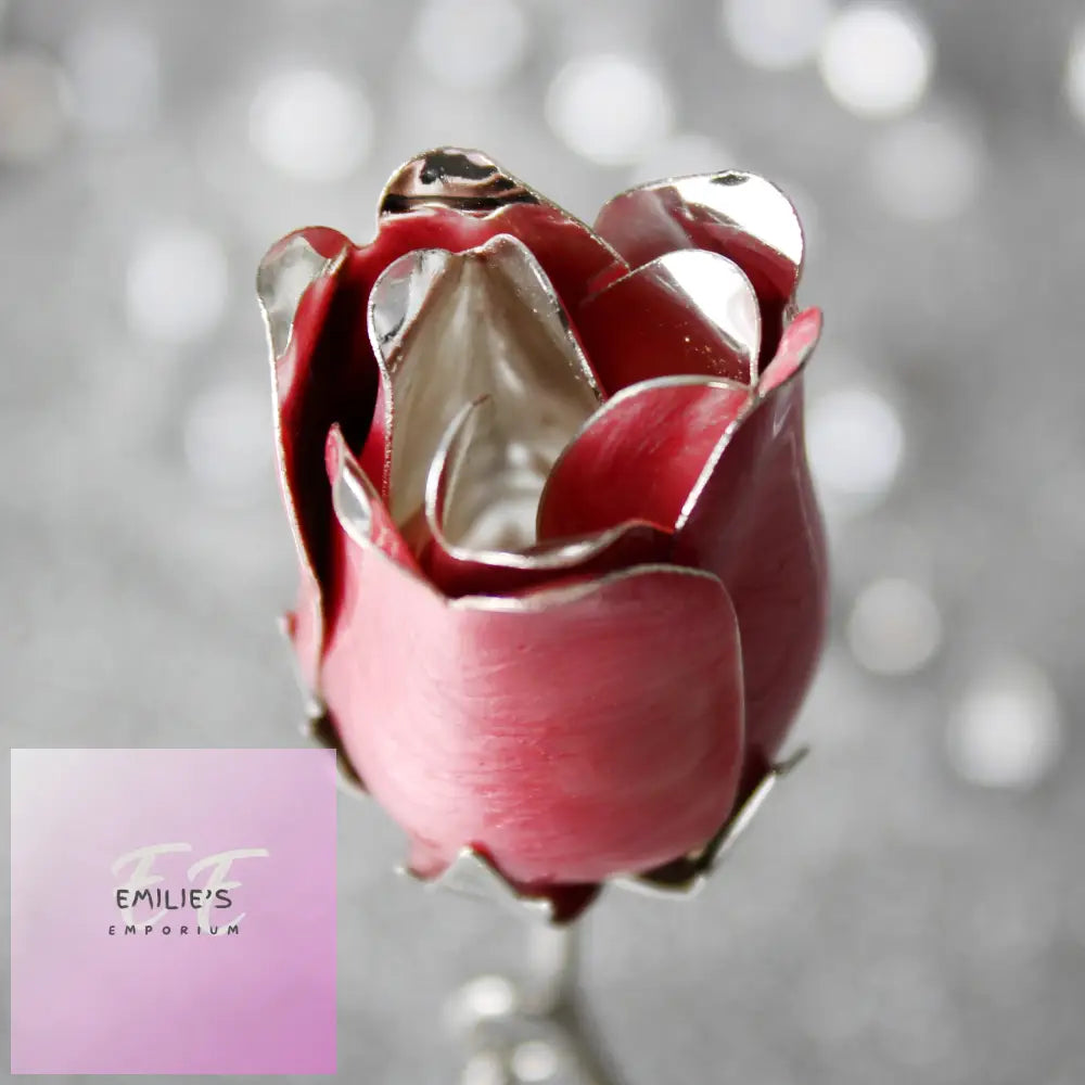 Personalised Free Text Pink Rose Bud Ornament