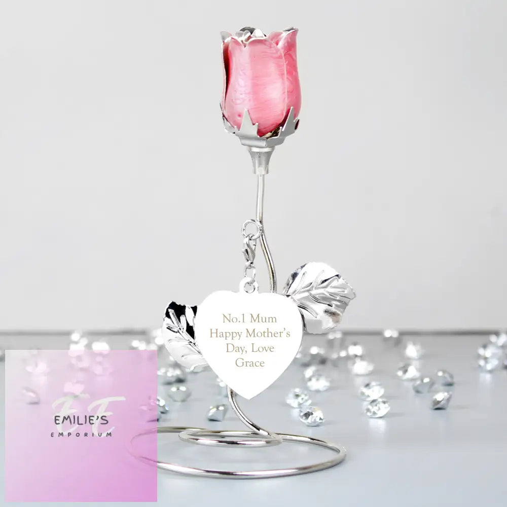 Personalised Free Text Pink Rose Bud Ornament