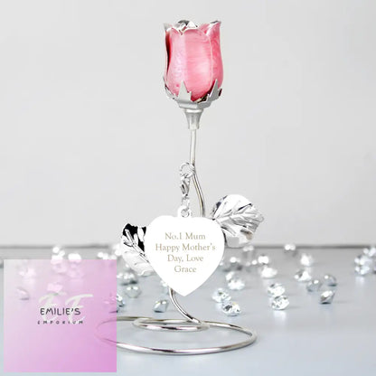 Personalised Free Text Pink Rose Bud Ornament