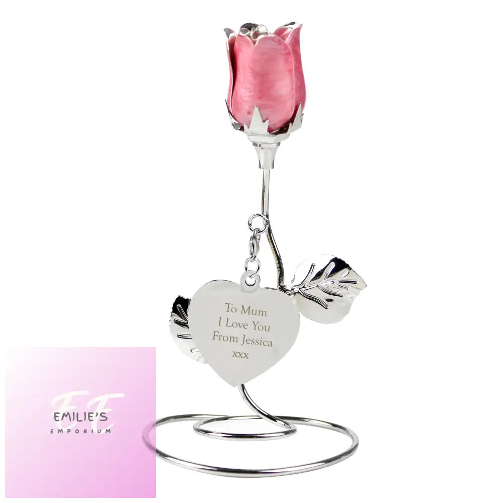 Personalised Free Text Pink Rose Bud Ornament