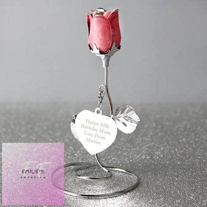 Personalised Free Text Pink Rose Bud Ornament