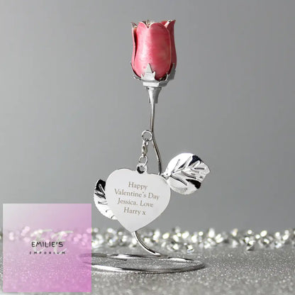 Personalised Free Text Pink Rose Bud Ornament