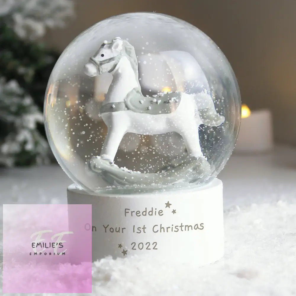 Personalised Free Text Rocking Horse Glitter Snow Globe