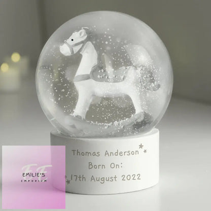 Personalised Free Text Rocking Horse Glitter Snow Globe