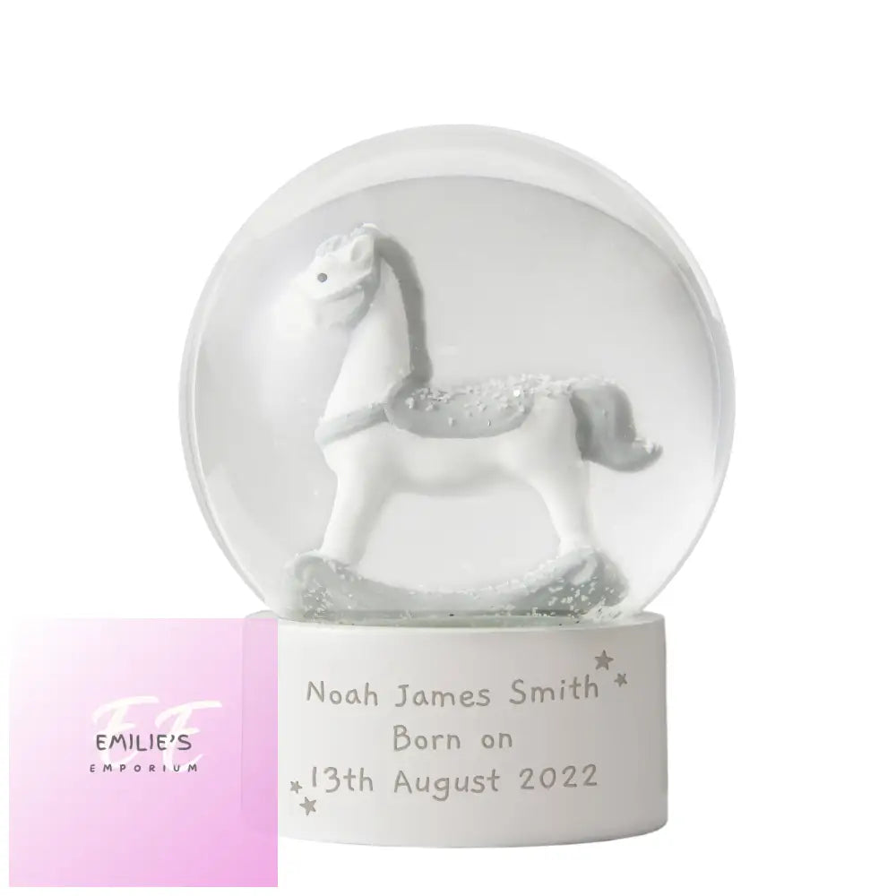 Personalised Free Text Rocking Horse Glitter Snow Globe