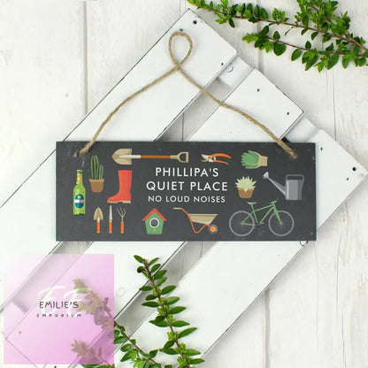 Personalised Garden Printed Hanging Slate Plaque