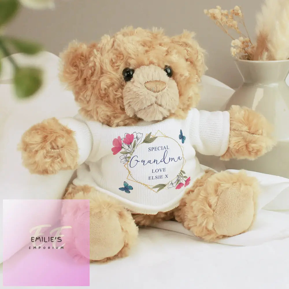 Personalised Geometric Floral Teddy Bear