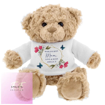 Personalised Geometric Floral Teddy Bear