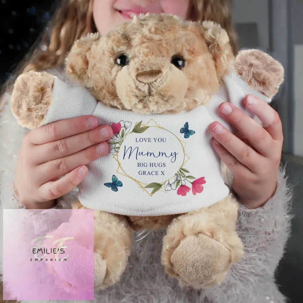 Personalised Geometric Floral Teddy Bear