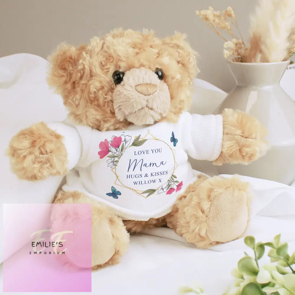 Personalised Geometric Floral Teddy Bear