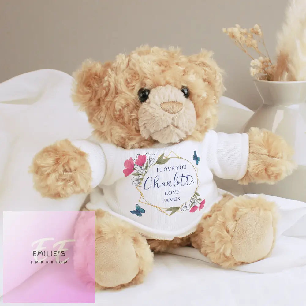 Personalised Geometric Floral Teddy Bear